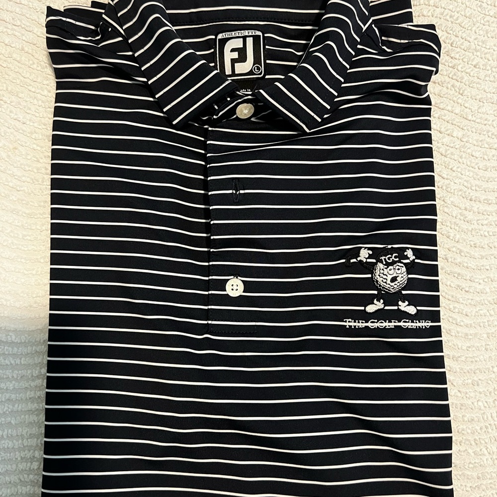 FootJoy Navy and White Striped Golf Polo